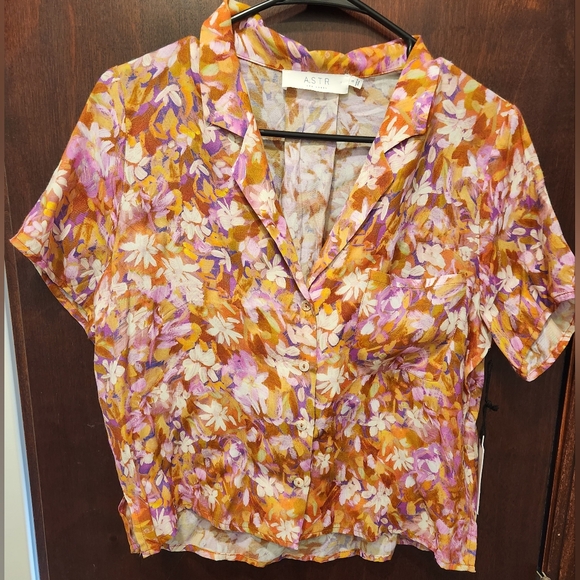 ASTR The LABEL Floral Women's Top - Pink and Orange Small NWT - Picture 2 of 8